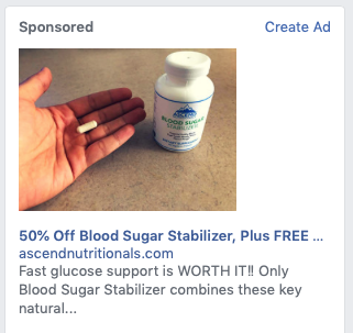 Facebook Ad Example Direct Supplement Offer